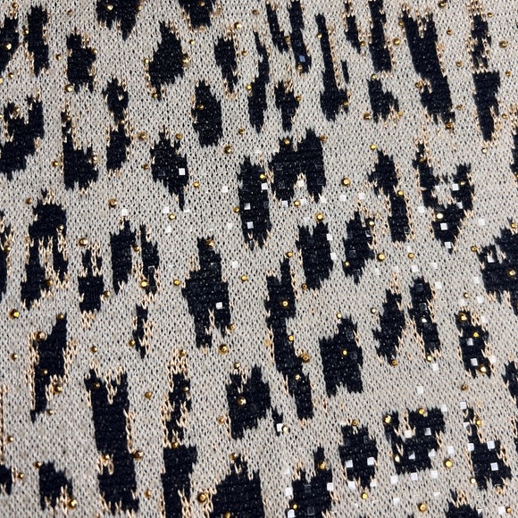 Vintage Early 2000s St. John By Marie Gray Animal Print Sparkly Knit Top - Picture 3 of 4